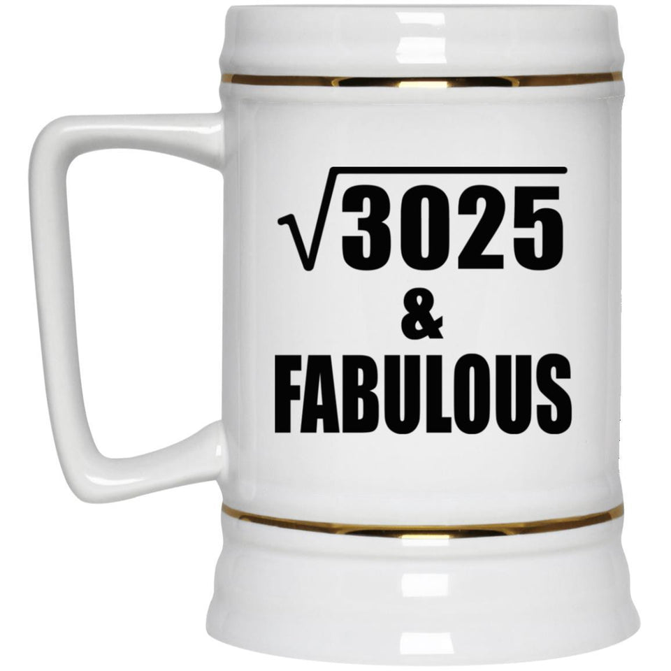 55th Birthday Square Root of 3025 & Fabulous - Beer Stein