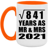 29th Anniversary Square Root of 841 Years As Mr & Mrs 2021 - 15oz Accent Mug Orange