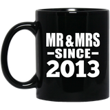 11th Anniversary Mr & Mrs Since 2013 - 11 Oz Coffee Mug Black