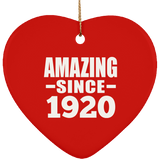104th Birthday Amazing Since 1920 - Heart Ornament