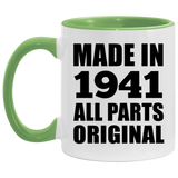 83rd Birthday Made in 1941 All Parts Original - 11oz Accent Mug Green