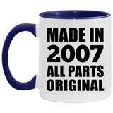 17th Birthday Made in 2007 All Parts Original - 11oz Accent Mug Purple
