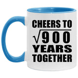 30th Anniversary Cheers To Square Root of 900 Years Together - 11oz Accent Mug Blue