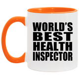 World's Best Health Inspector - 11oz Accent Mug Orange
