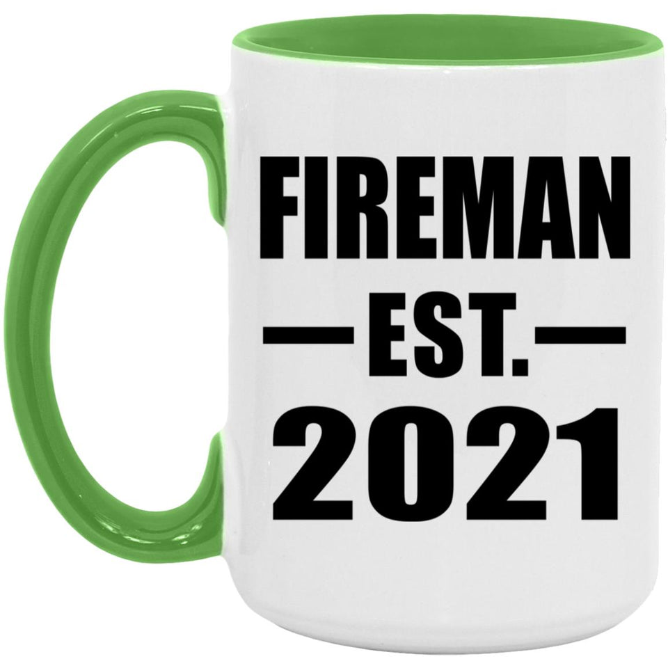 Fireman Established EST. 2021 - 15oz Accent Mug Green