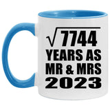 88th Anniversary Square Root of 7744 Years As Mr & Mrs 2023 - 11oz Accent Mug Blue