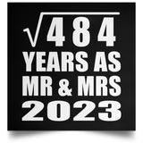 22nd Anniversary Square Root of 484 Years As Mr & Mrs 2023 - Poster Square