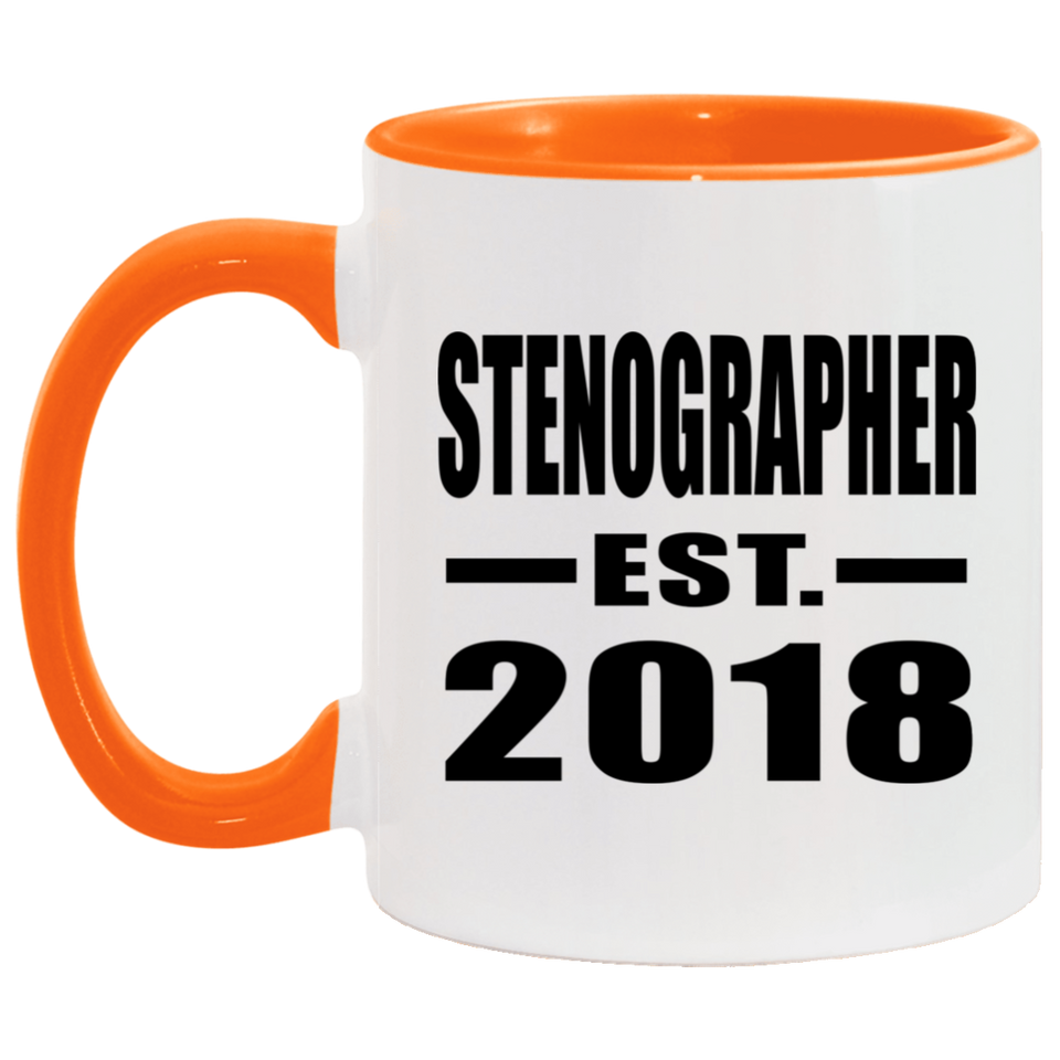 Stenographer Established EST. 2018 - 11oz Accent Mug Orange