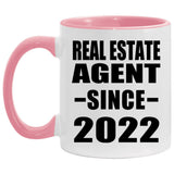 Real Estate Agent Since 2022 - 11oz Accent Mug Pink