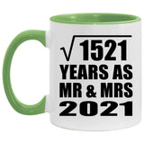 39th Anniversary Square Root of 1521 Years As Mr & Mrs 2021 - 11oz Accent Mug Green
