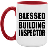Blessed Building Inspector - 15oz Accent Mug Red