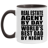 Real Estate Agent By Day World's Best Dad By Night - 11oz Accent Mug Black