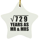 27th Anniversary Square Root of 729 Years As Mr & Mrs - Star Ornament