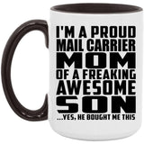 Proud Mail Carrier Mom Of Awesome Son - 15oz Accent Mug Black