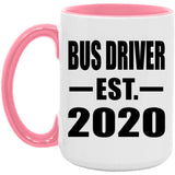 Bus Driver Established EST. 2020 - 15oz Accent Mug Pink