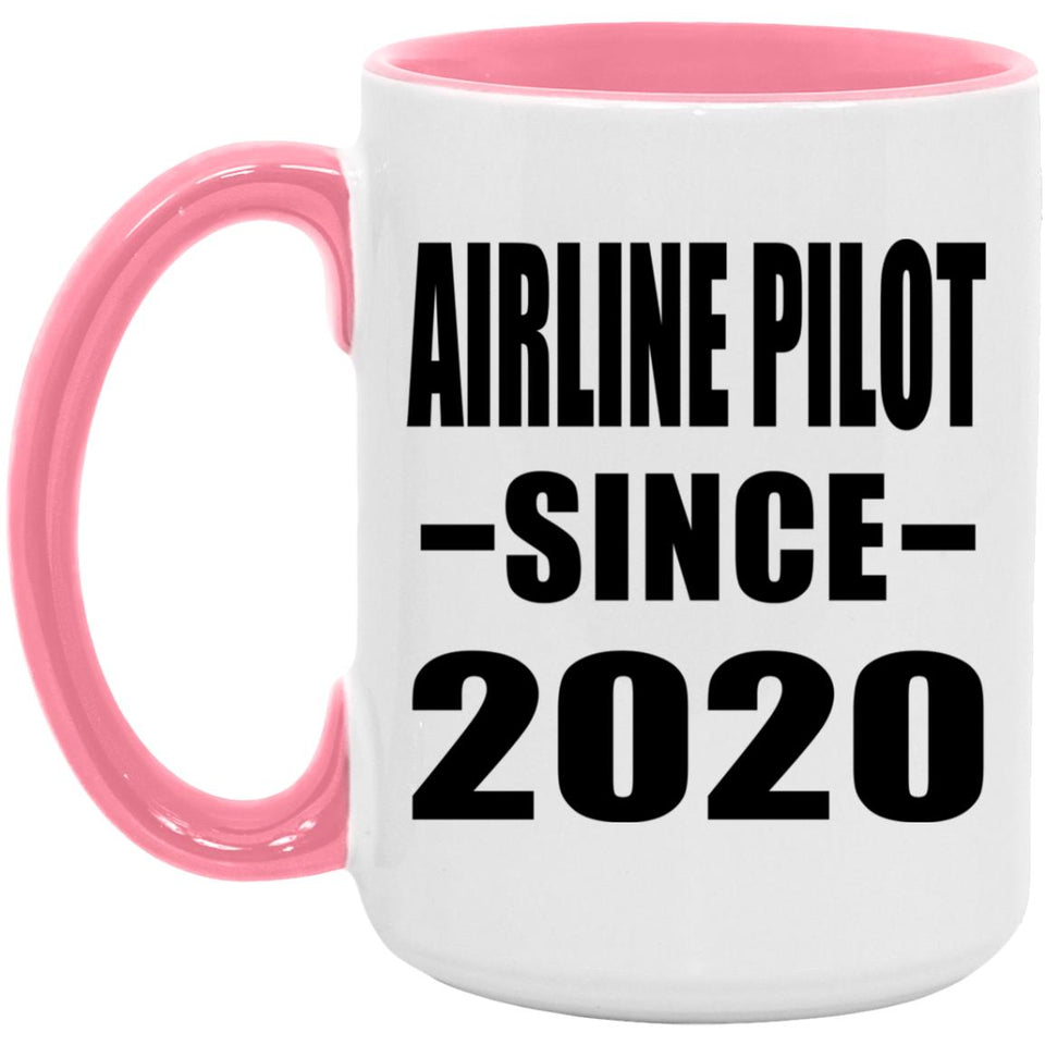 Airline Pilot Since 2020 - 15oz Accent Mug Pink