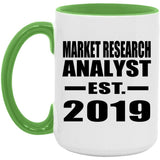 Market Research Analyst Established EST. 2019 - 15oz Accent Mug Green