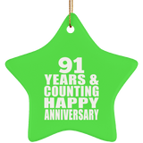 Happy 91st Anniversary 91 Years & Counting - Star Ornament