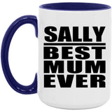 Sally Best Mum Ever - 15oz Accent Mug Purple