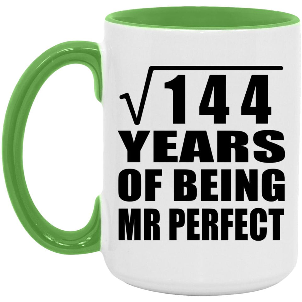 12th Anniversary Square Root of 144 Years of Mr Perfect - 15oz Accent Mug Green