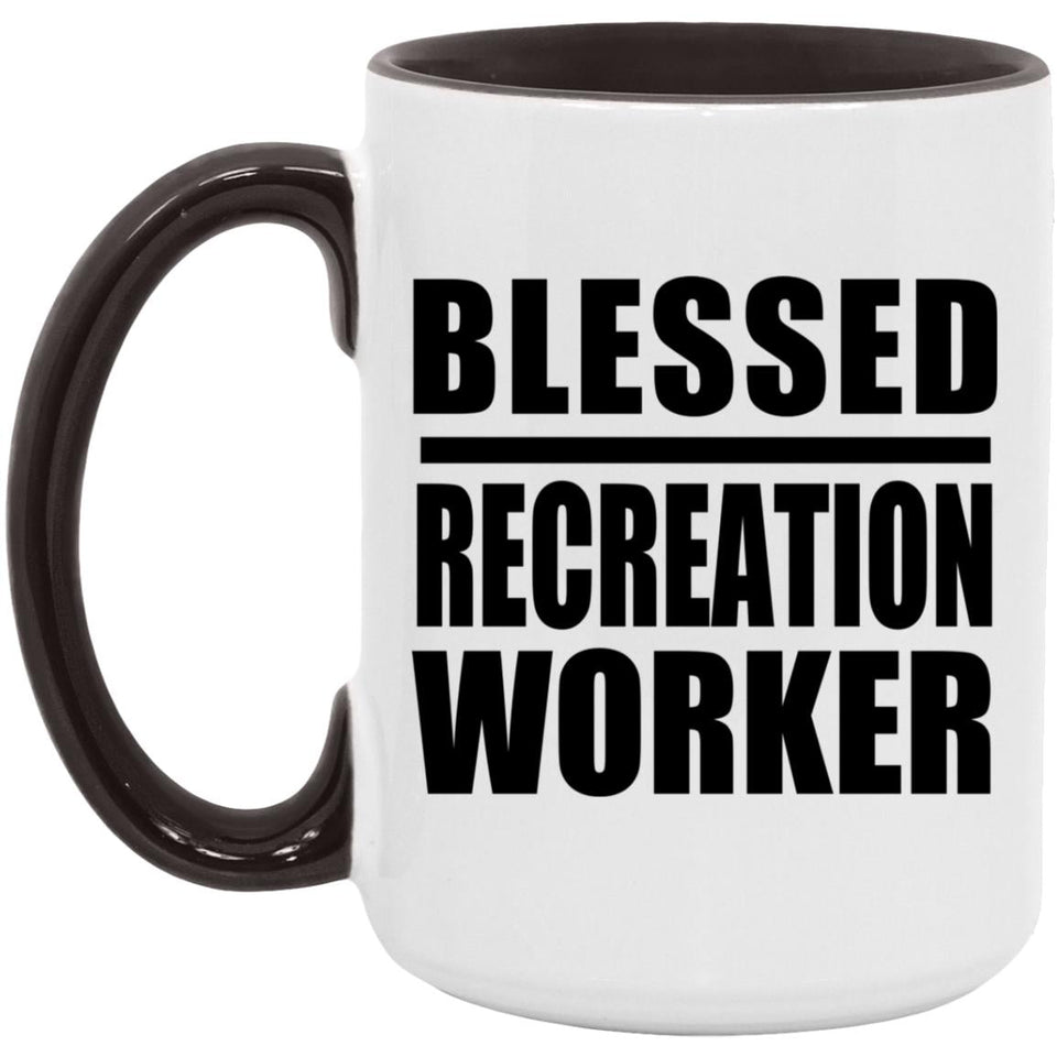 Blessed Recreation Worker - 15oz Accent Mug Black