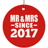 7th Anniversary Mr & Mrs Since 2017 - Circle Ornament