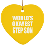 World's Okayest Step Son - Heart Ornament