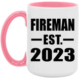Fireman Established EST. 2023 - 15oz Accent Mug Pink