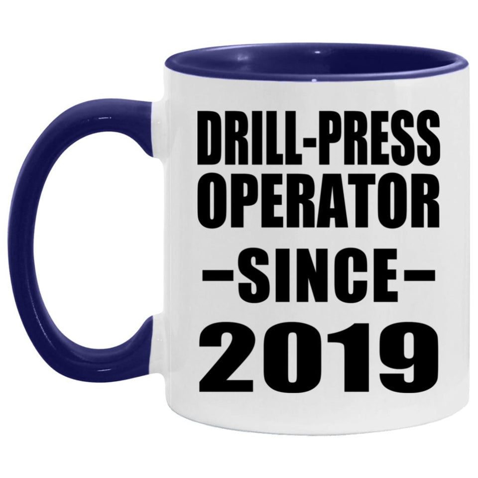 Drill-Press Operator Since 2019 - 11oz Accent Mug Purple