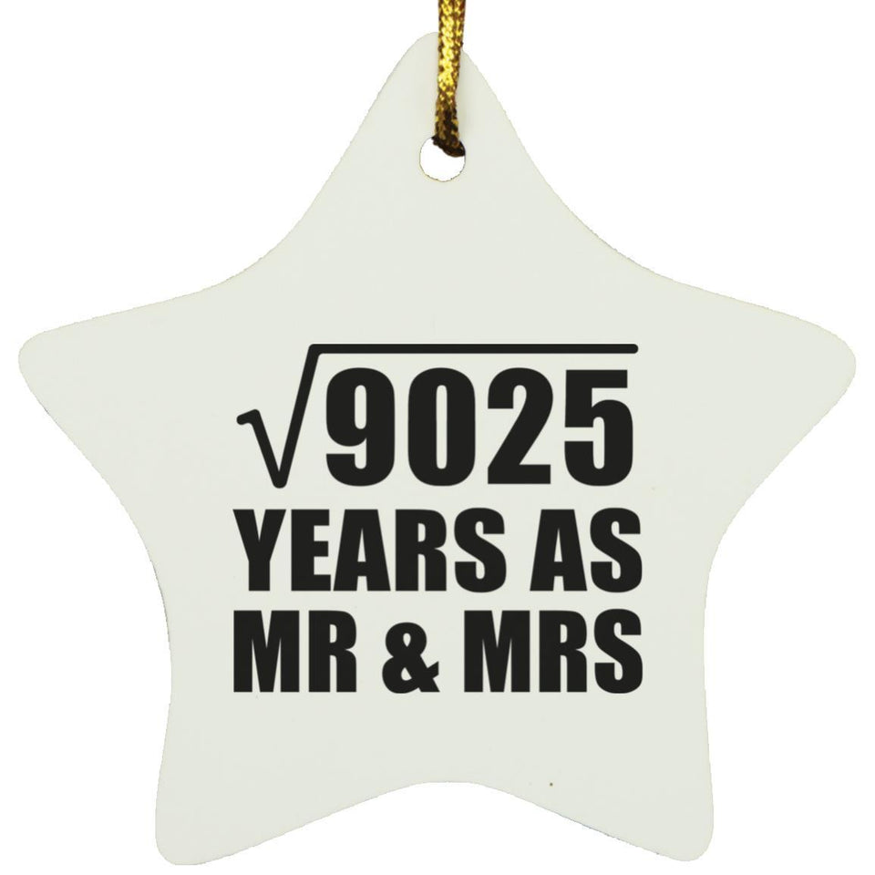 95th Anniversary Square Root of 9025 Years As Mr & Mrs - Star Ornament