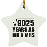95th Anniversary Square Root of 9025 Years As Mr & Mrs - Star Ornament