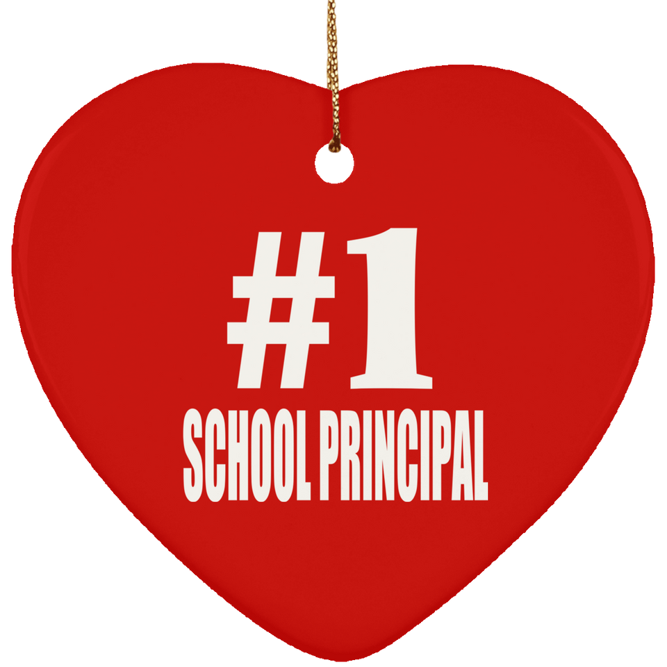 Number One #1 School Principal - Heart Ornament