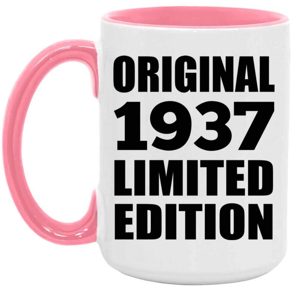 87th Birthday Original 1937 Limited Edition - 15oz Accent Mug Pink