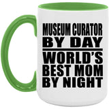 Museum Curator By Day World's Best Mom By Night - 15oz Accent Mug Green