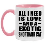 All I Need Is Love And A Exotic Shorthair Cat - 11oz Accent Mug Pink