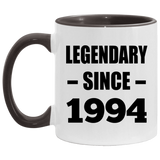 30th Birthday Legendary Since 1994 - 11oz Accent Mug Black