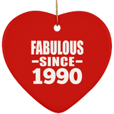 34th Birthday Fabulous Since 1990 - Heart Ornament