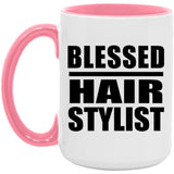 Blessed Hair Stylist - 15oz Accent Mug Pink