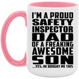 Proud Safety Inspector Dad Of Awesome Son - 15oz Accent Mug Pink
