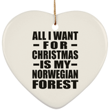All I Want For Christmas Is My Norwegian Forest - Heart Ornament
