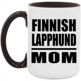 Finnish Lapphund Mom - 15oz Accent Mug Black