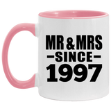 27th Anniversary Mr & Mrs Since 1997 - 11oz Accent Mug Pink