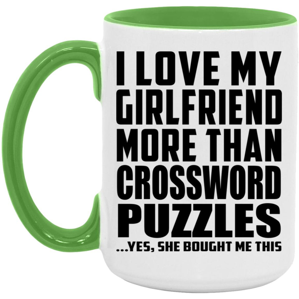 I Love My Girlfriend More Than Crossword Puzzles - 15oz Accent Mug Green