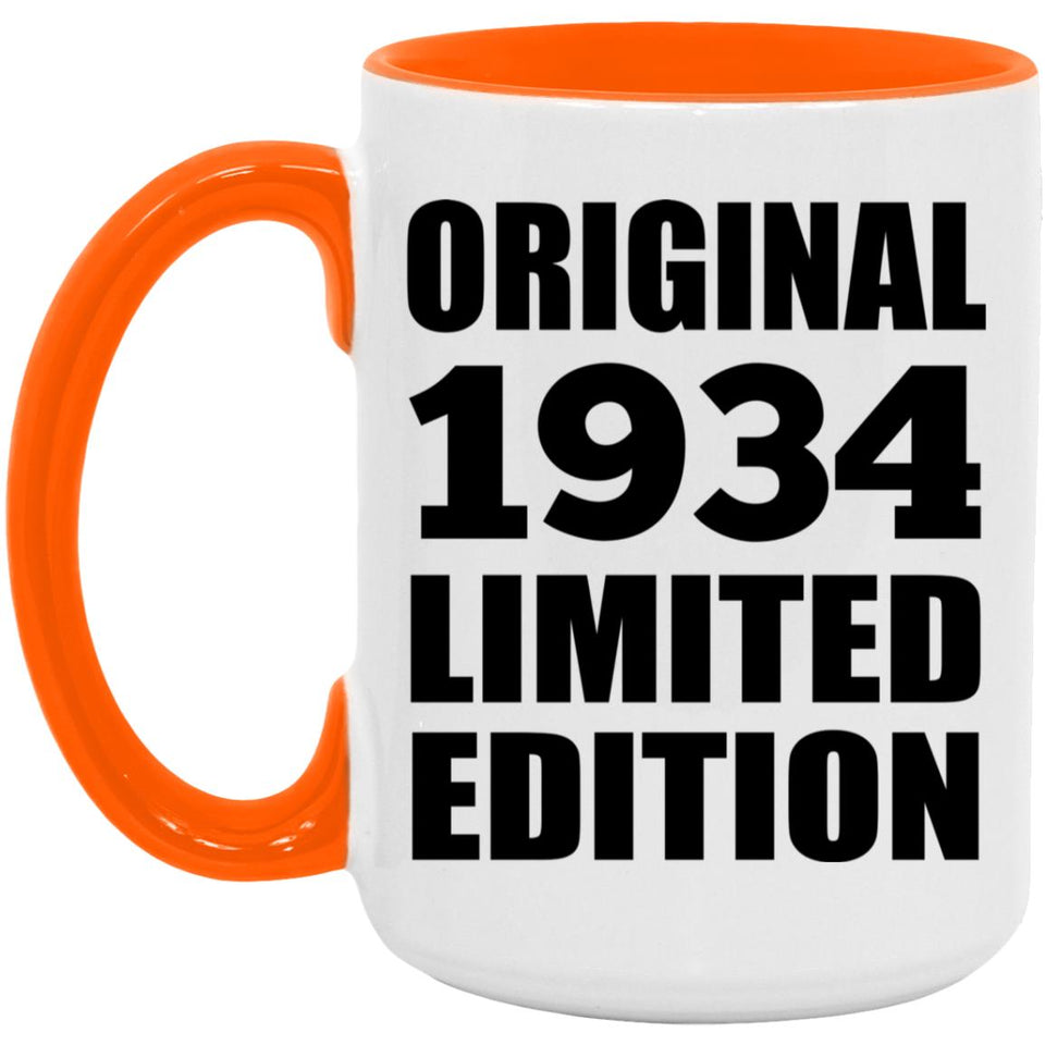 90th Birthday Original 1934 Limited Edition - 15oz Accent Mug Orange