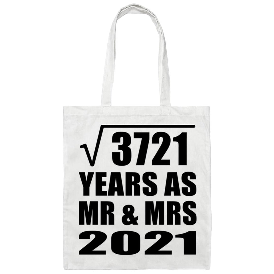 61st Anniversary Square Root of 3721 Years As Mr & Mrs 2021 - Tote Bag White