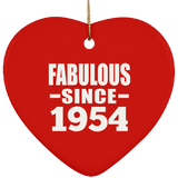 70th Birthday Fabulous Since 1954 - Heart Ornament