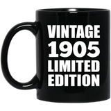 119th Birthday Vintage 1905 Limited Edition - 11oz Coffee Mug Black