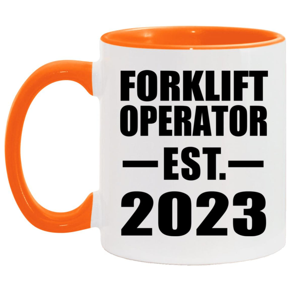 Forklift Operator Established EST. 2023 - 11oz Accent Mug Orange