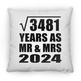 59th Anniversary Square Root of 3481 Years As Mr & Mrs 2024 - Throw Pillow