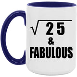 5th Birthday Square Root of 25 & Fabulous - 15oz Accent Mug Purple